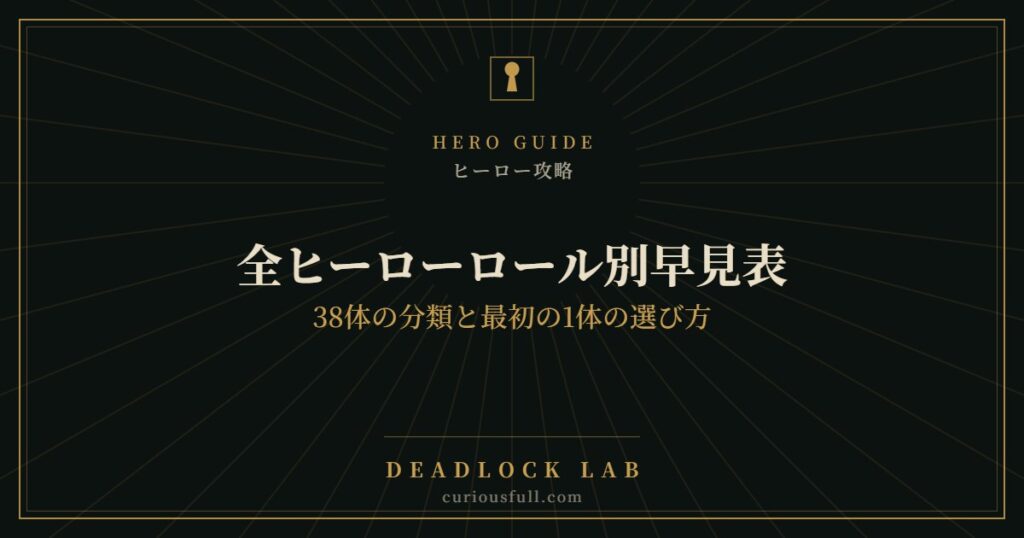 【Deadlock】全ヒーローロール別早見表：38体の分類と最初の1体の選び方