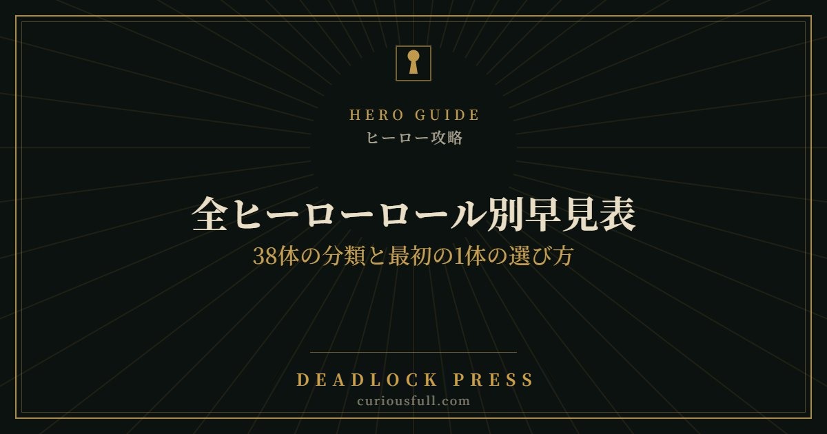 【Deadlock】ヒーローロール別早見表：役割の分類と最初の1体の選び方