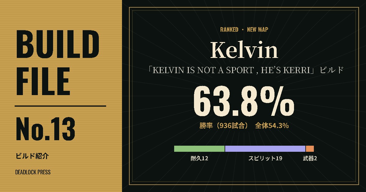 BUILD FILE No.13　Kelvin「KELVIN IS NOT A SPORT , HE’S KERRI」ビルド　勝率63.8%（936試合）