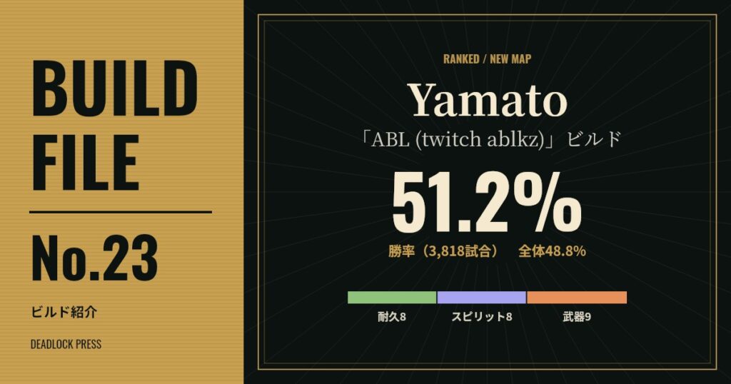 BUILD FILE No.23 Yamato「ABL (twitch ablkz)」ビルド 勝率51.2%（3,818試合）