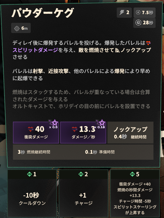 スキル1のゲーム内説明と強化効果