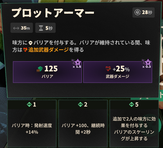 スキル2のゲーム内説明と強化効果